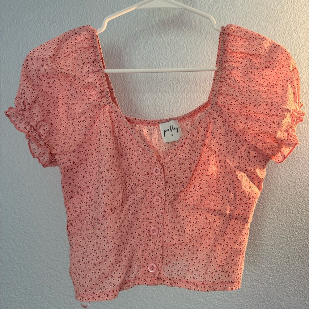 Princess Polly Pink Crop Top Puffy sleeves